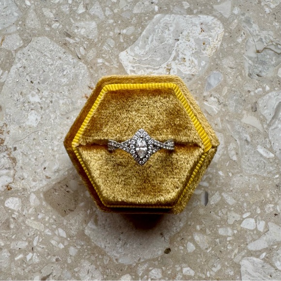 Twisted Vine Marquise Diamond Halo Ring - Picture 6 of 11